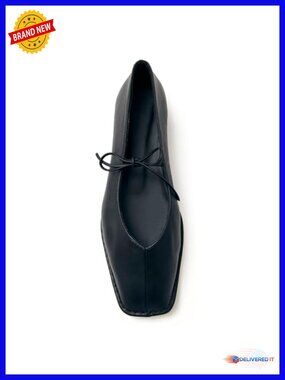 Faux Leather Lace Up Ballet Flats Square Toe Slip On Bow Tie Mary Jane Comfy